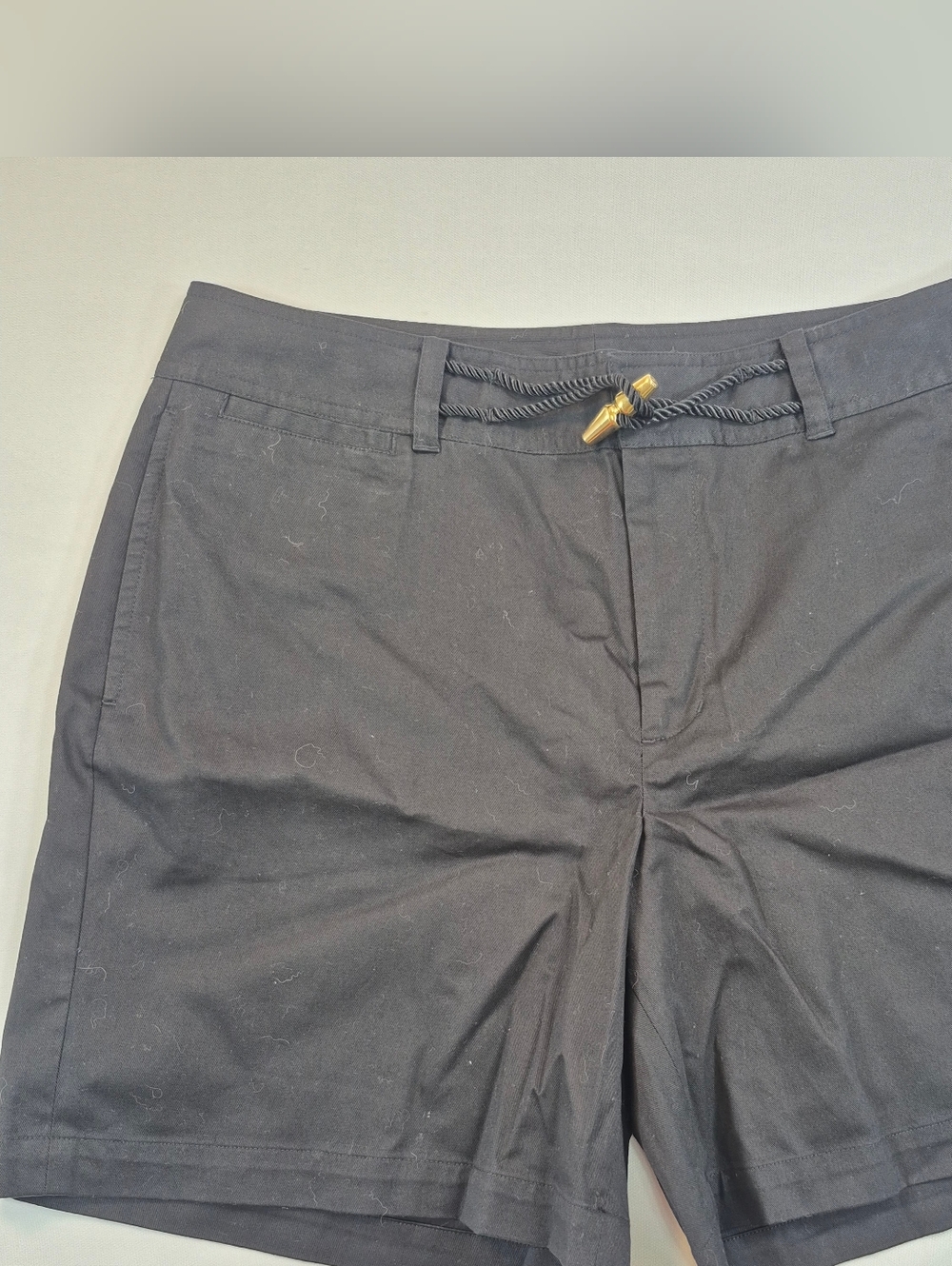 Lauren Ralph Lauren Women's 12 Cotton Flareleg  Shorts Black Toggle Gold